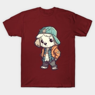 A cute dog wearing street fashion T-Shirt